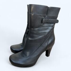 TSUBO CLEONE Black Women's Mid Calf Zip Boot Bootie Sz 8.5 Edgy Chic Minimalist